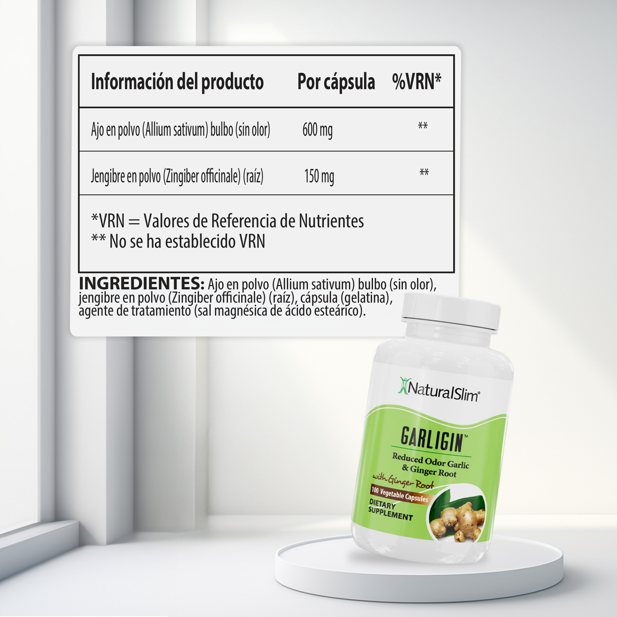Garligin información nutricional
