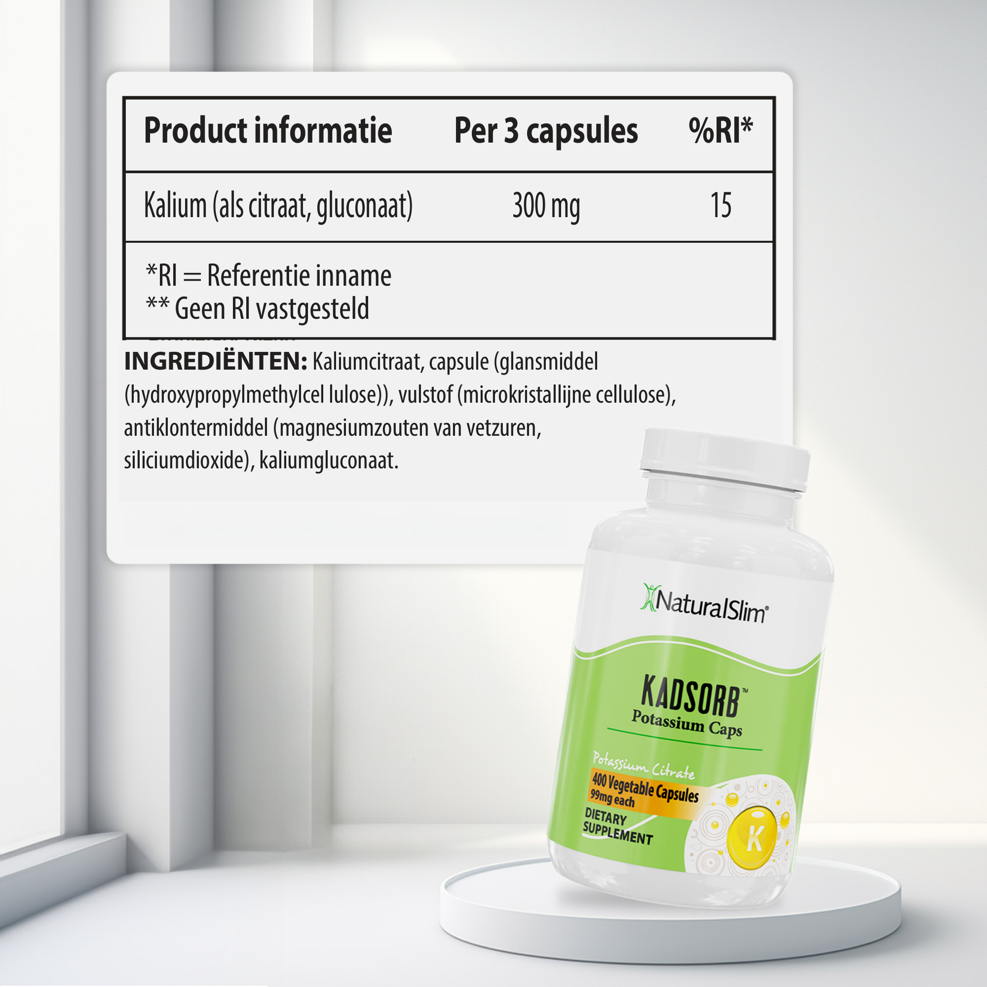 Kadsorb Potassium voedingswaarde-informatie