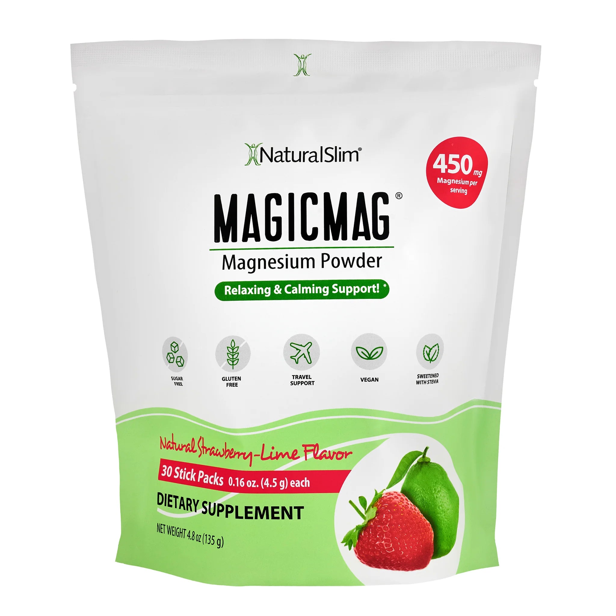 MAGICMAG® Stick Packs | Reisverpakking | Aardbei-Lime | Magnesiumcitraatsupplement