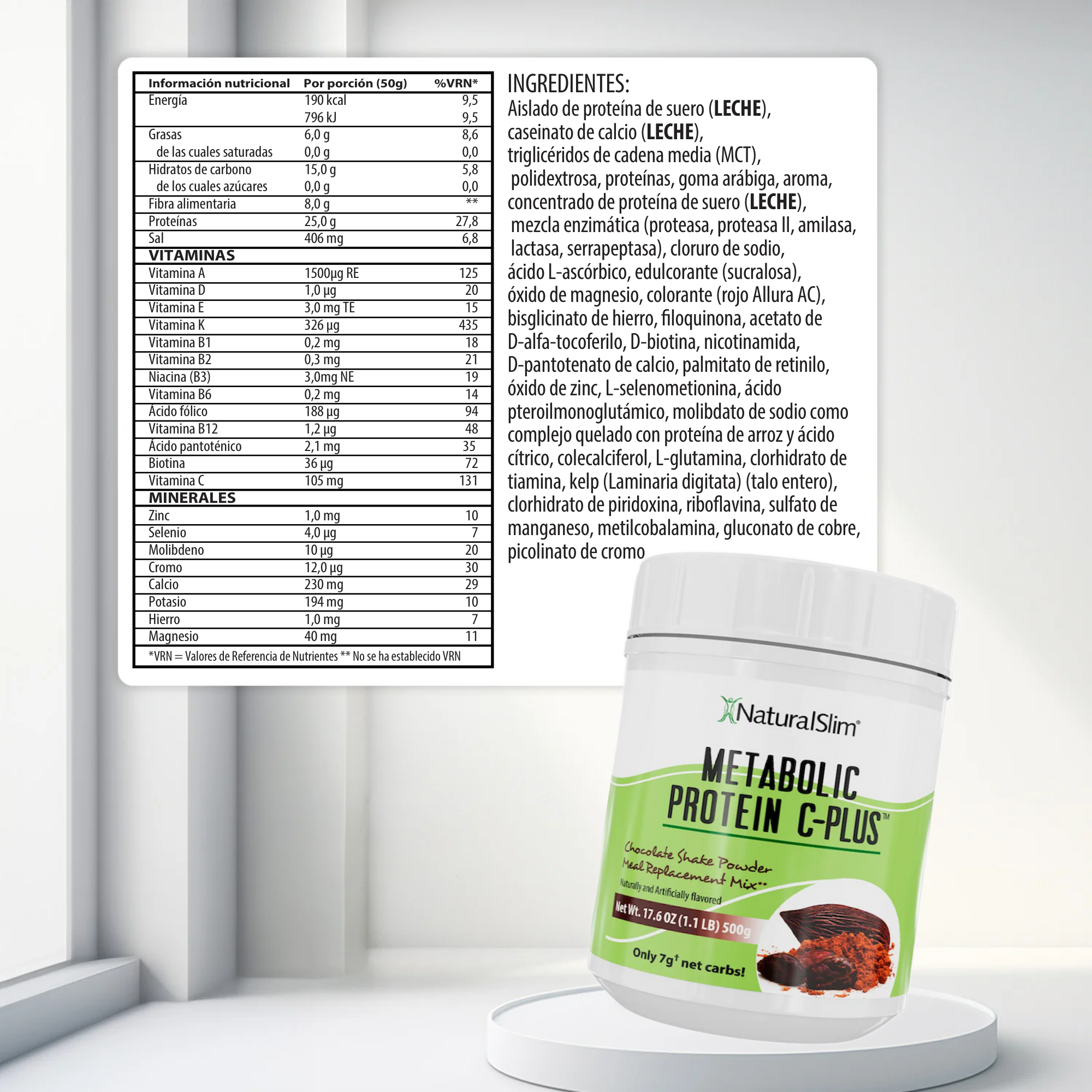 Metabolic Protein C-Plus Chocolate información nutricional
