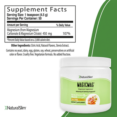 MagicMag Honey-Chamomile | Magnesium Supplement - supplement facts label
